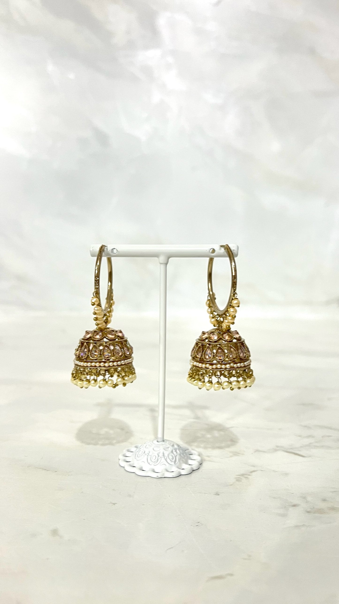 Gold Pearl Hooped Jhumkis