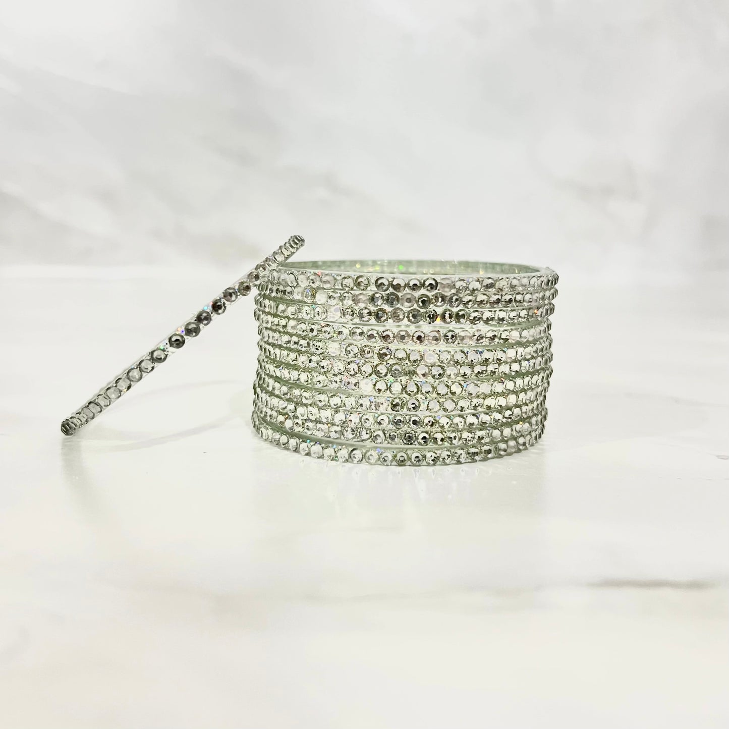 Silver Stone Glass Bangles