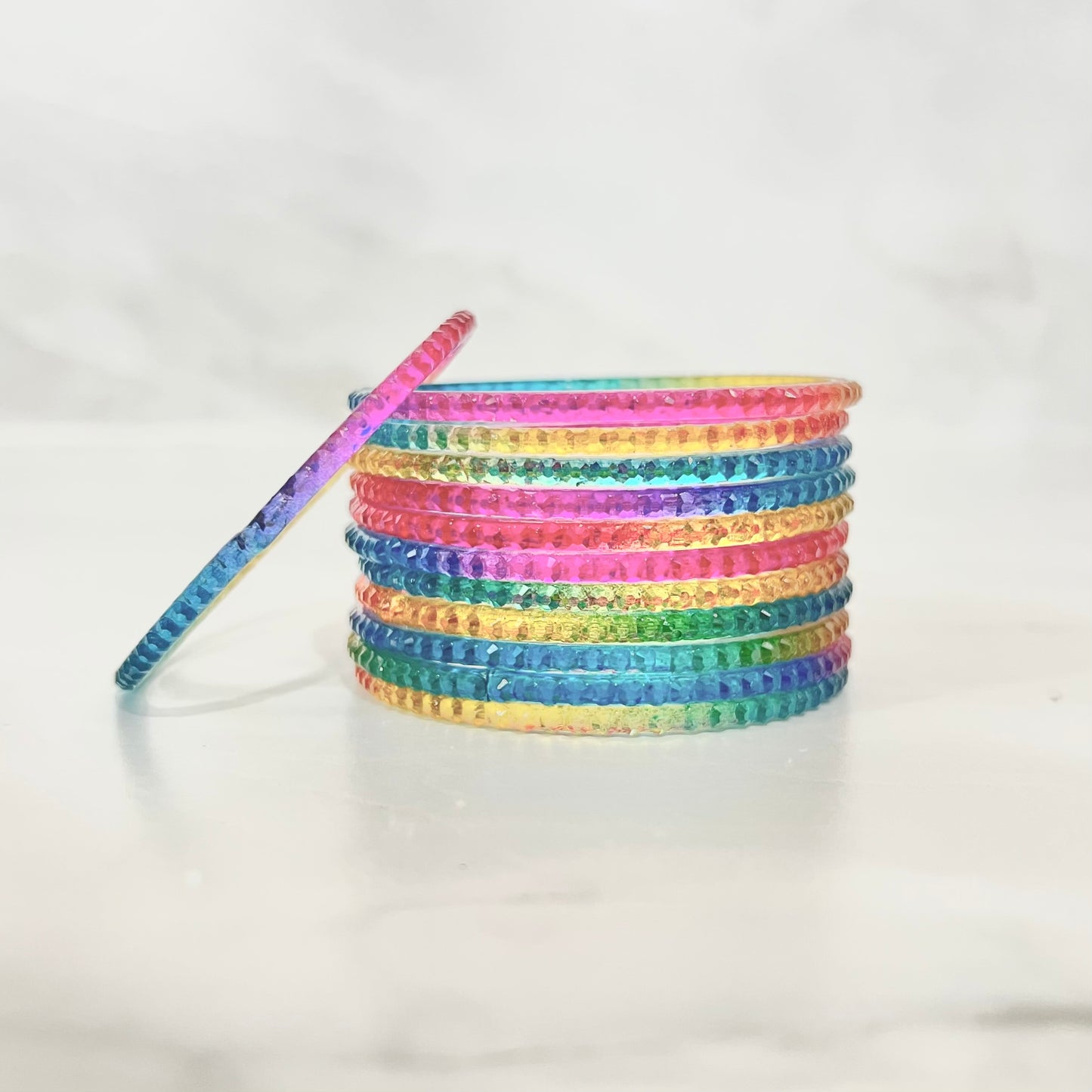 Rainbow Stone Glass Bangles