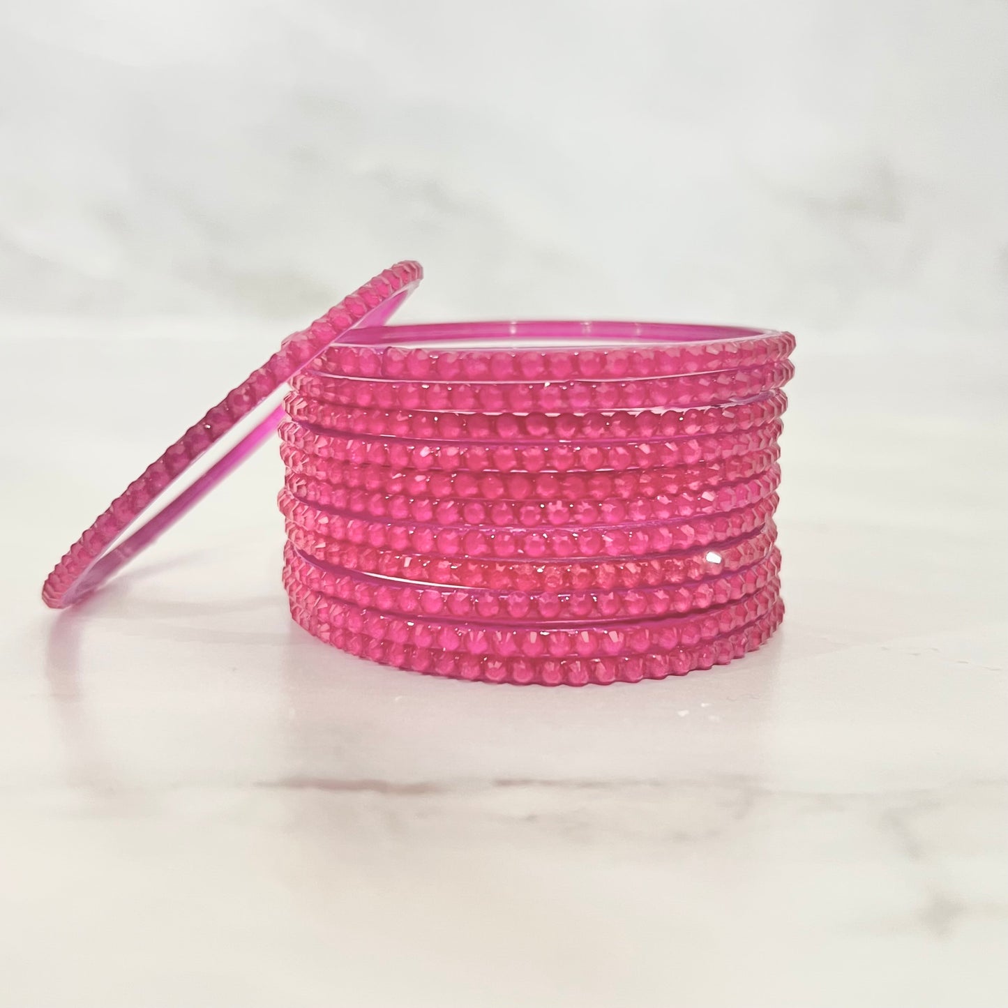 Rani Pink Stone Glass Bangles