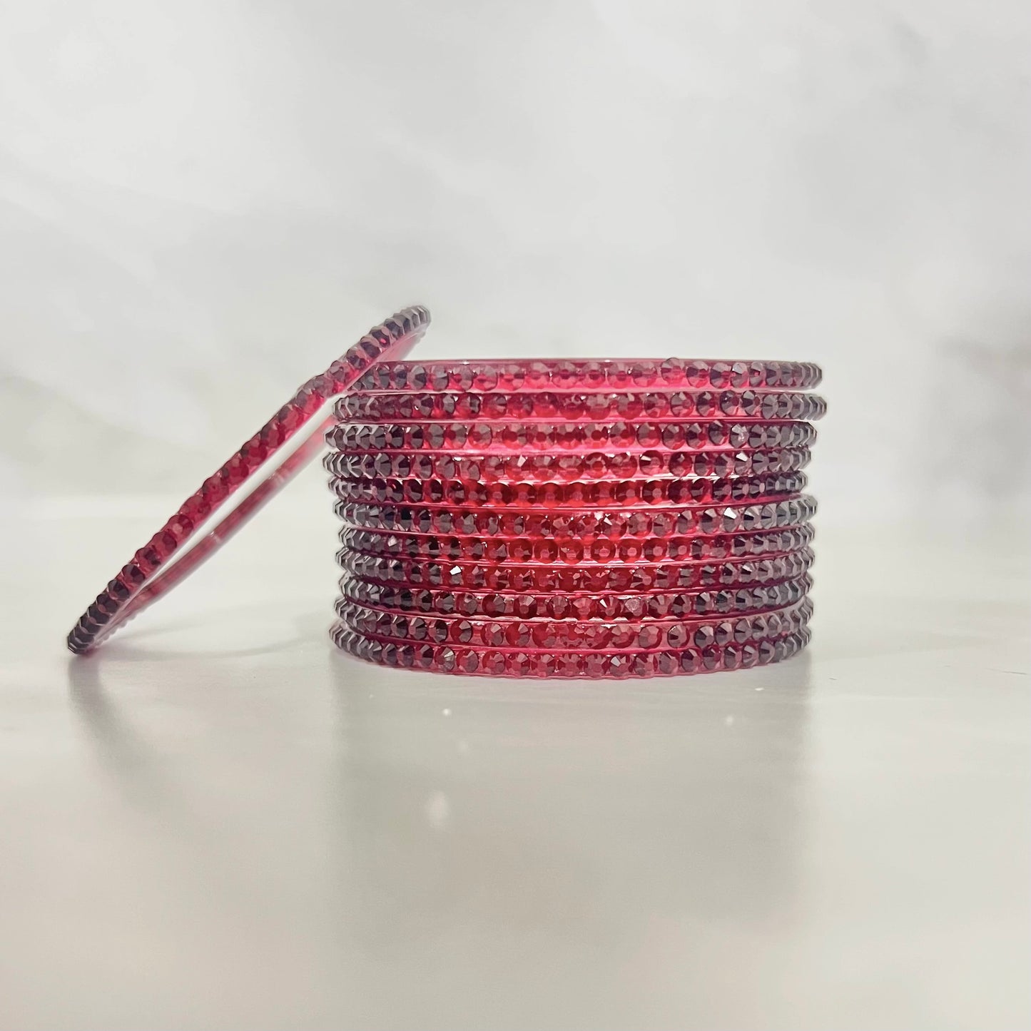 Maroon Stone Glass Bangles