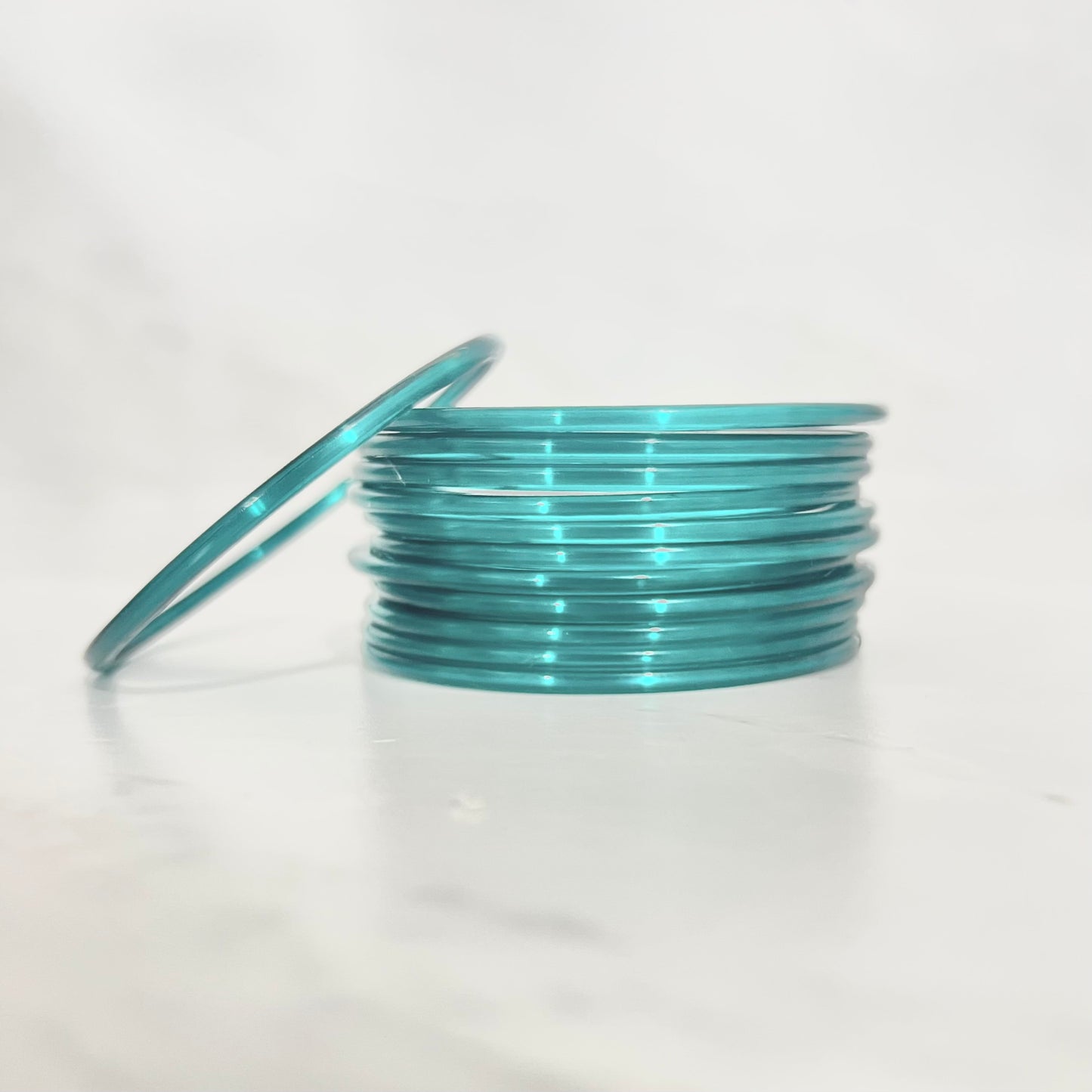 Teal Shiny Glass Bangles