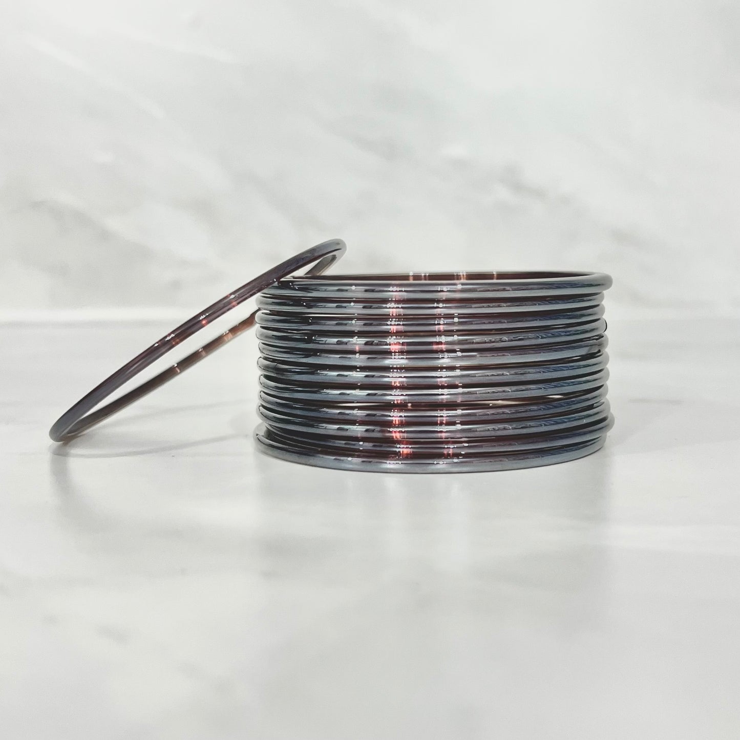 Iridescent Brown Shiny Glass Bangles