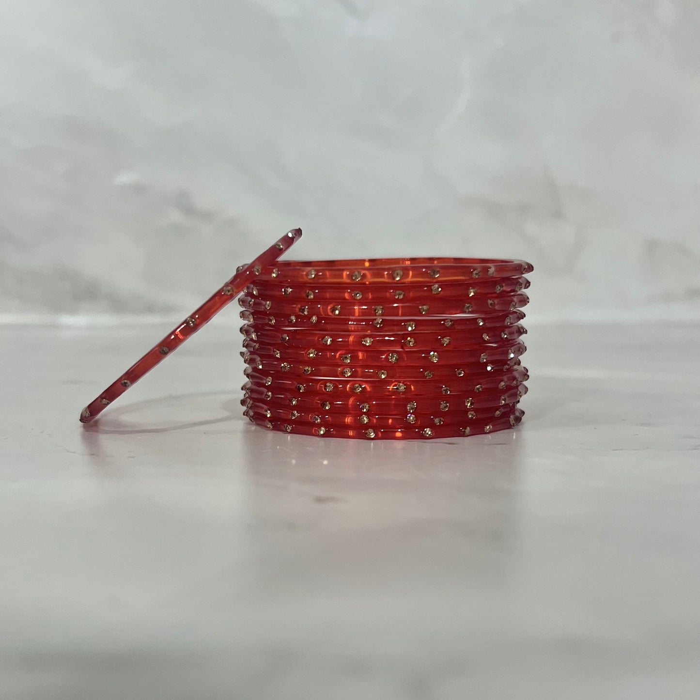 Orange Translucent Raindrop Glass Bangles