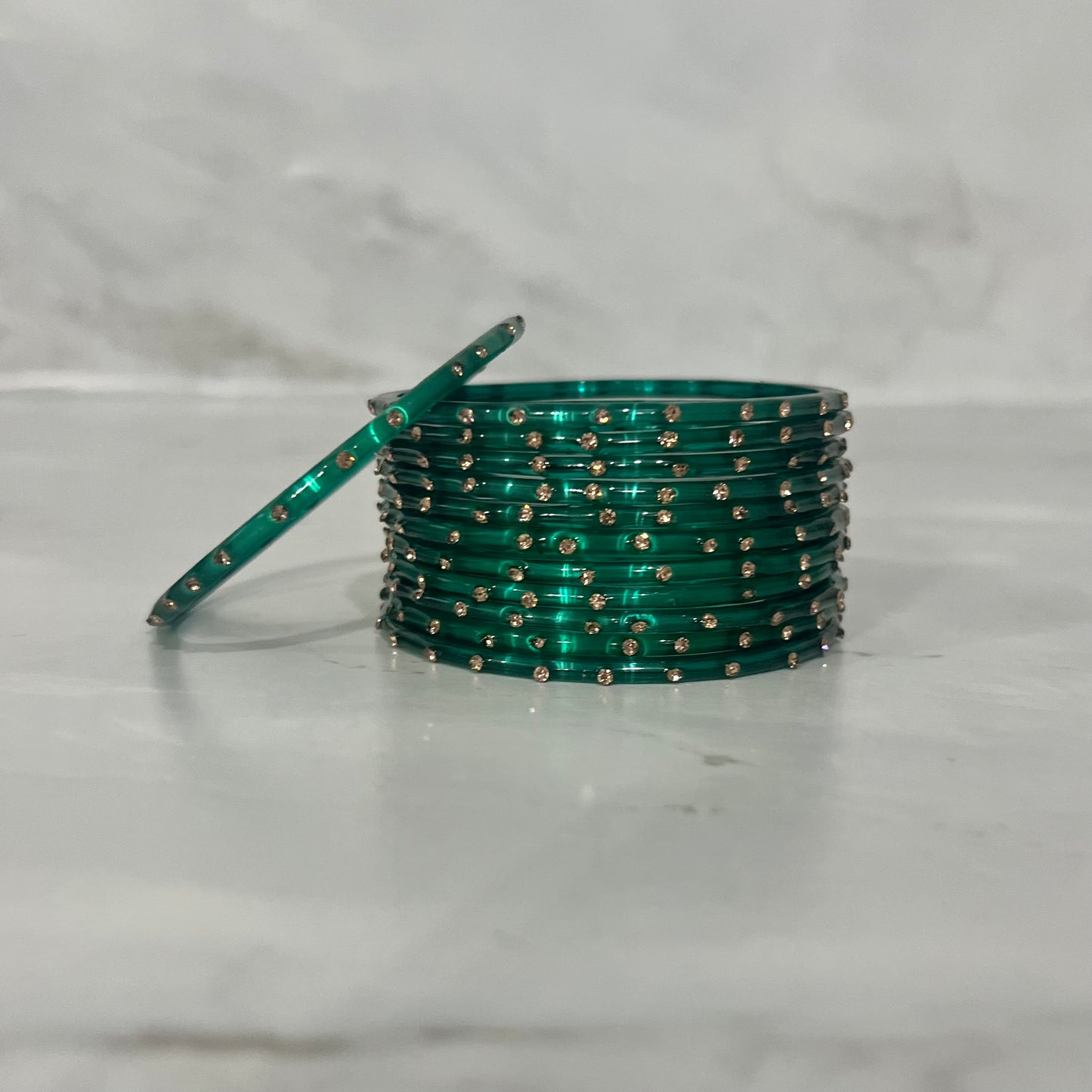 Teal Translucent Raindrop Glass Bangles