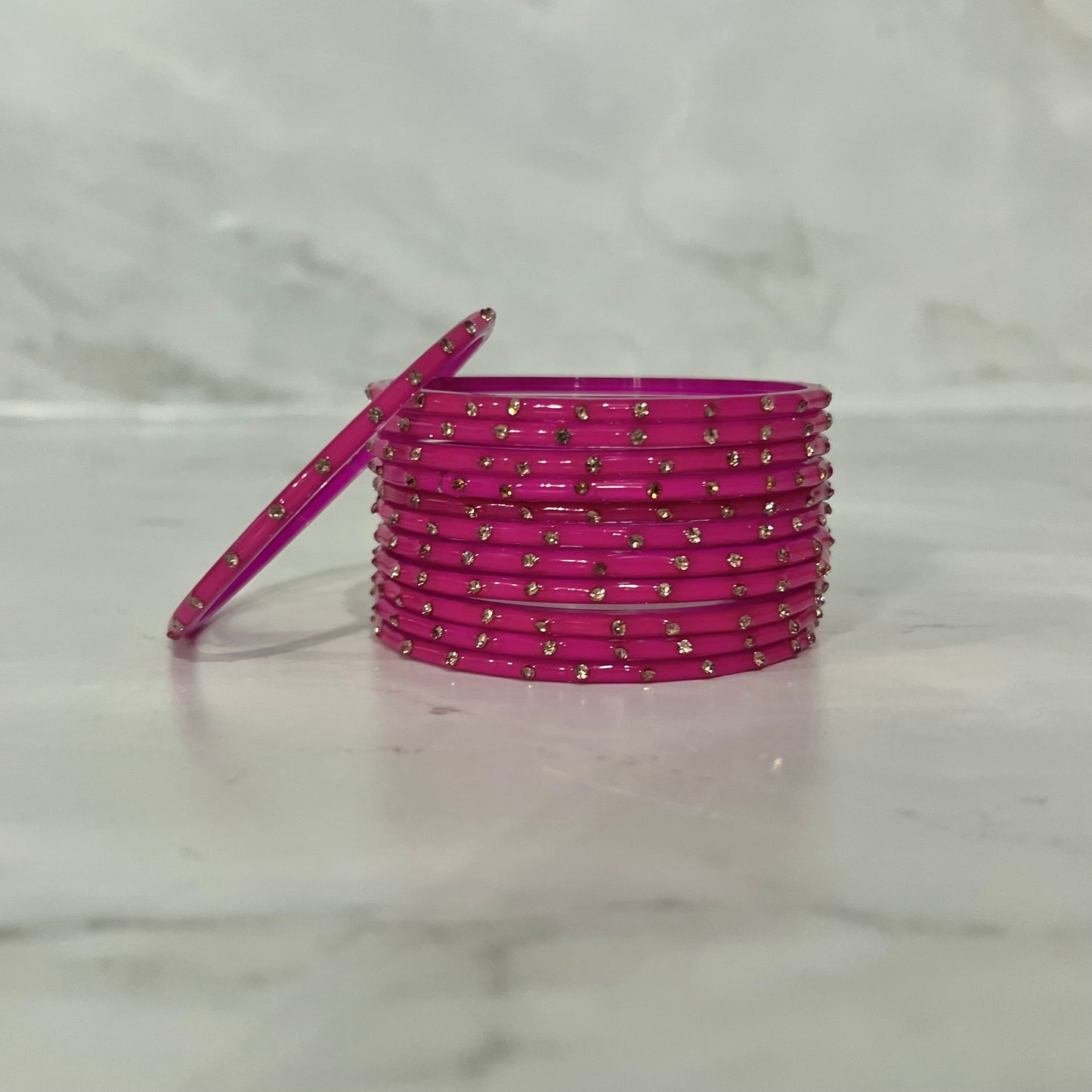 Barbie Pink Raindrop Glass Bangles