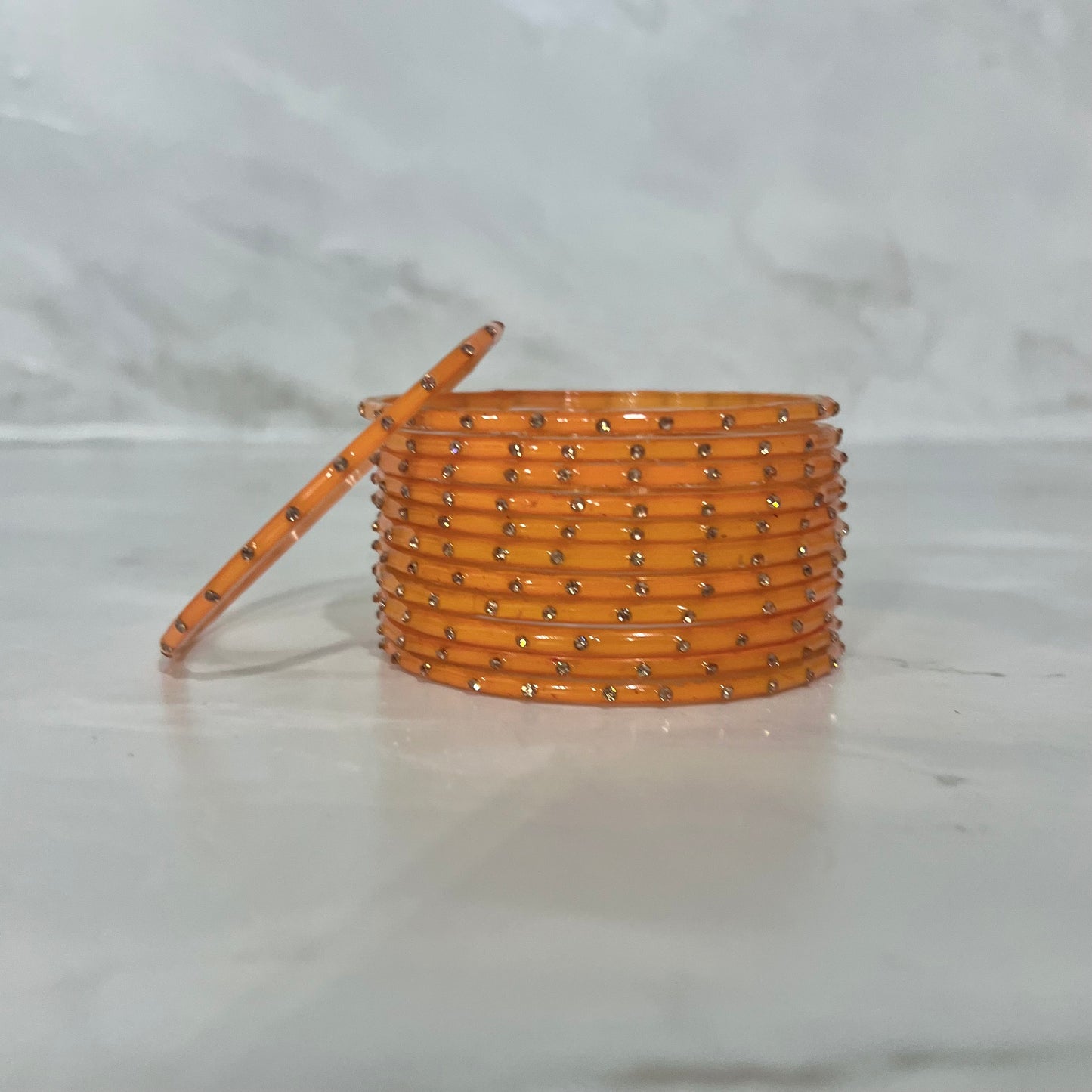 Marigold Orange Raindrop Glass Bangles