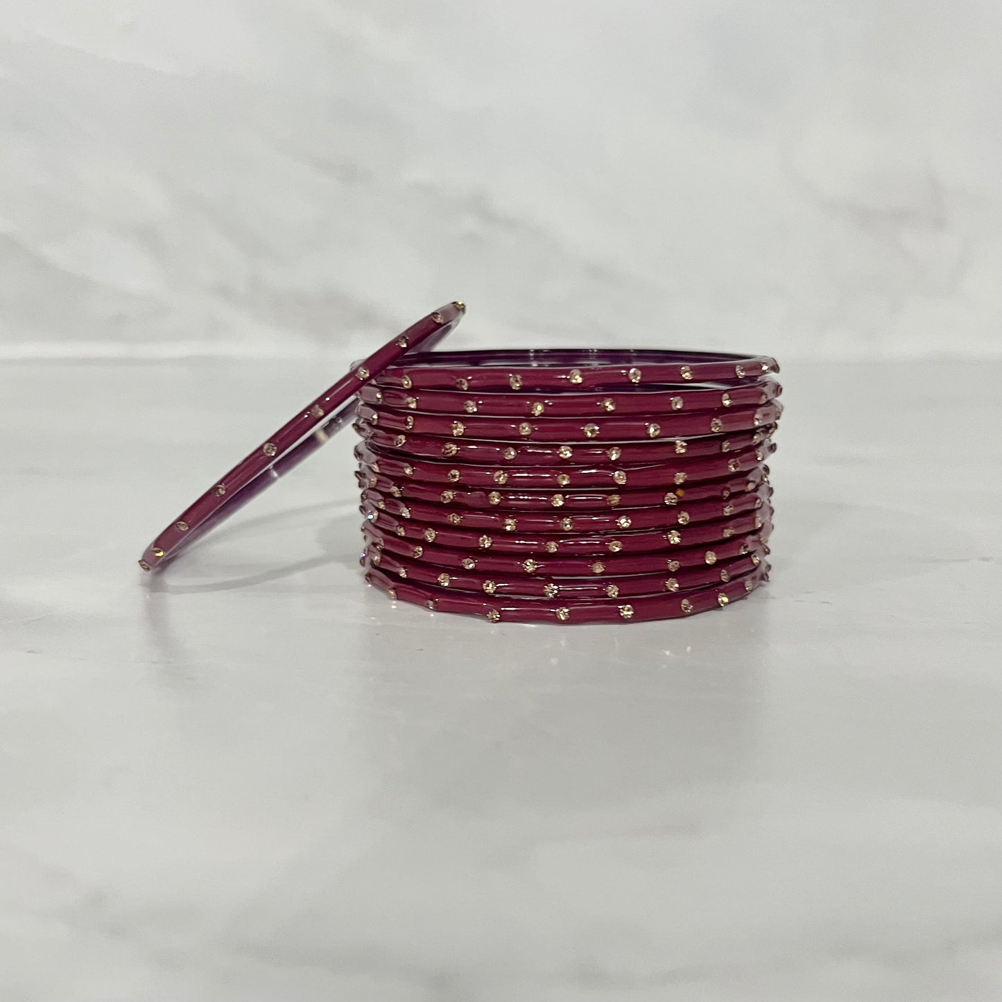 Mauve Raindrop Glass Bangles