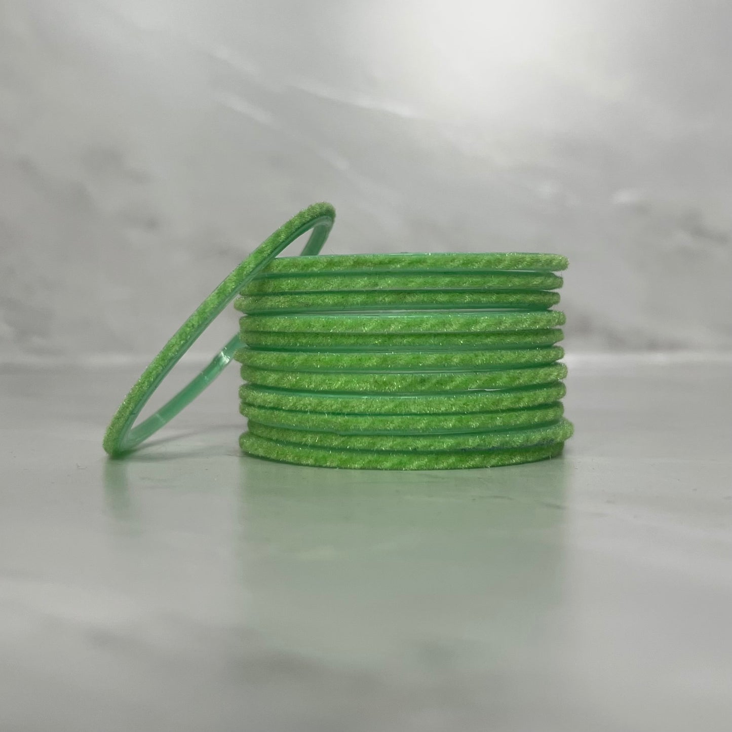 Parrot Green Velvet Glass Bangles