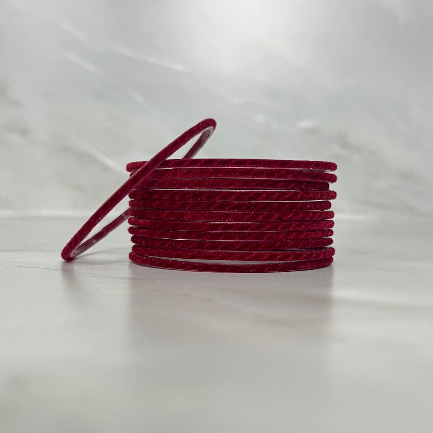 Maroon Velvet Glass Bangles