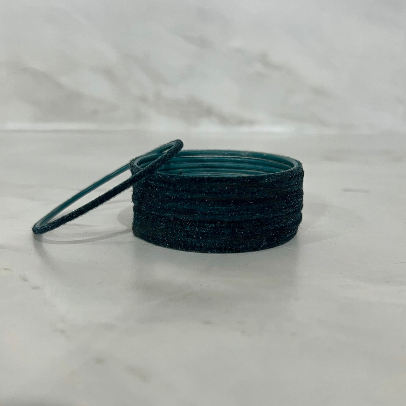 Petrol Blue Velvet Bangles