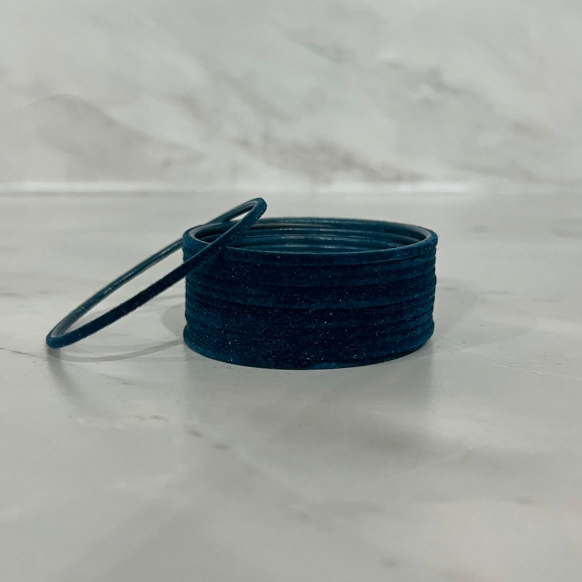 Peacock Blue Velvet Bangles
