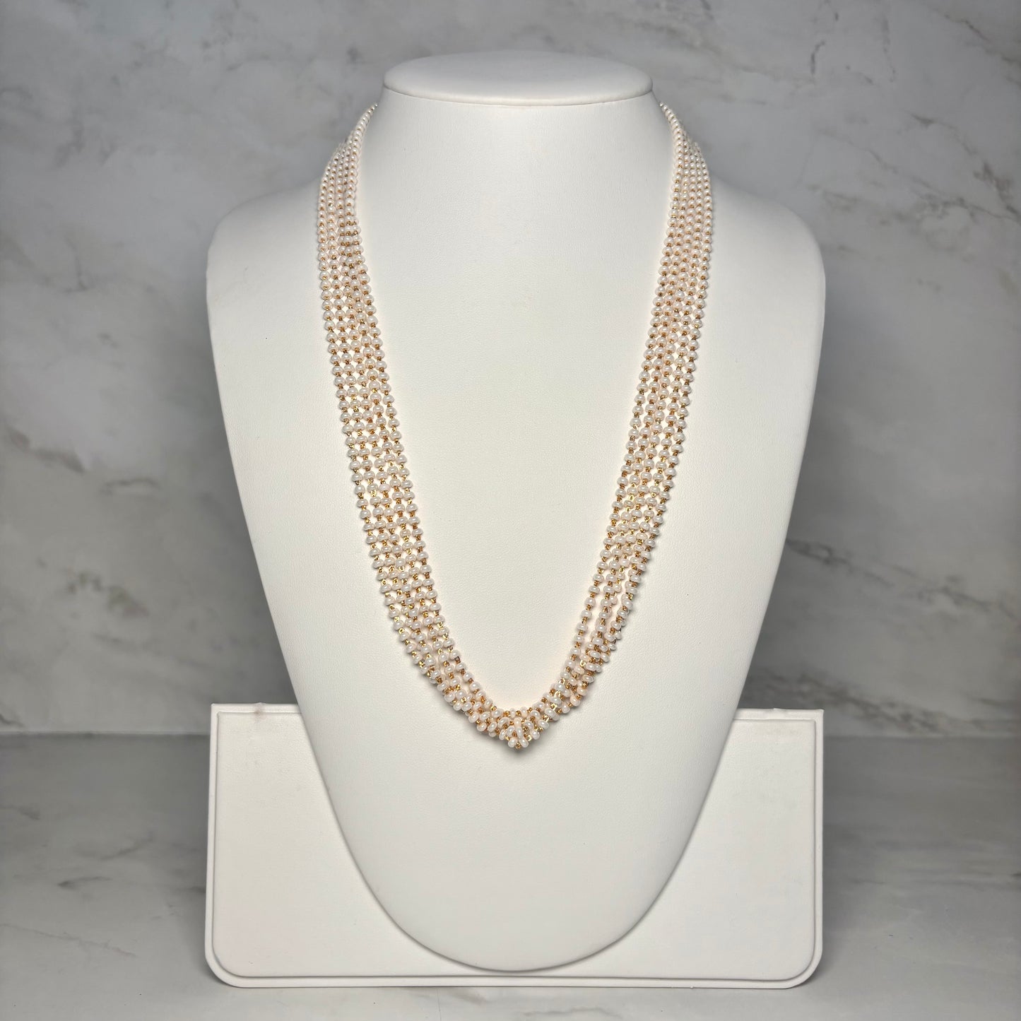 Five Layered Pearl Mala Long Necklace