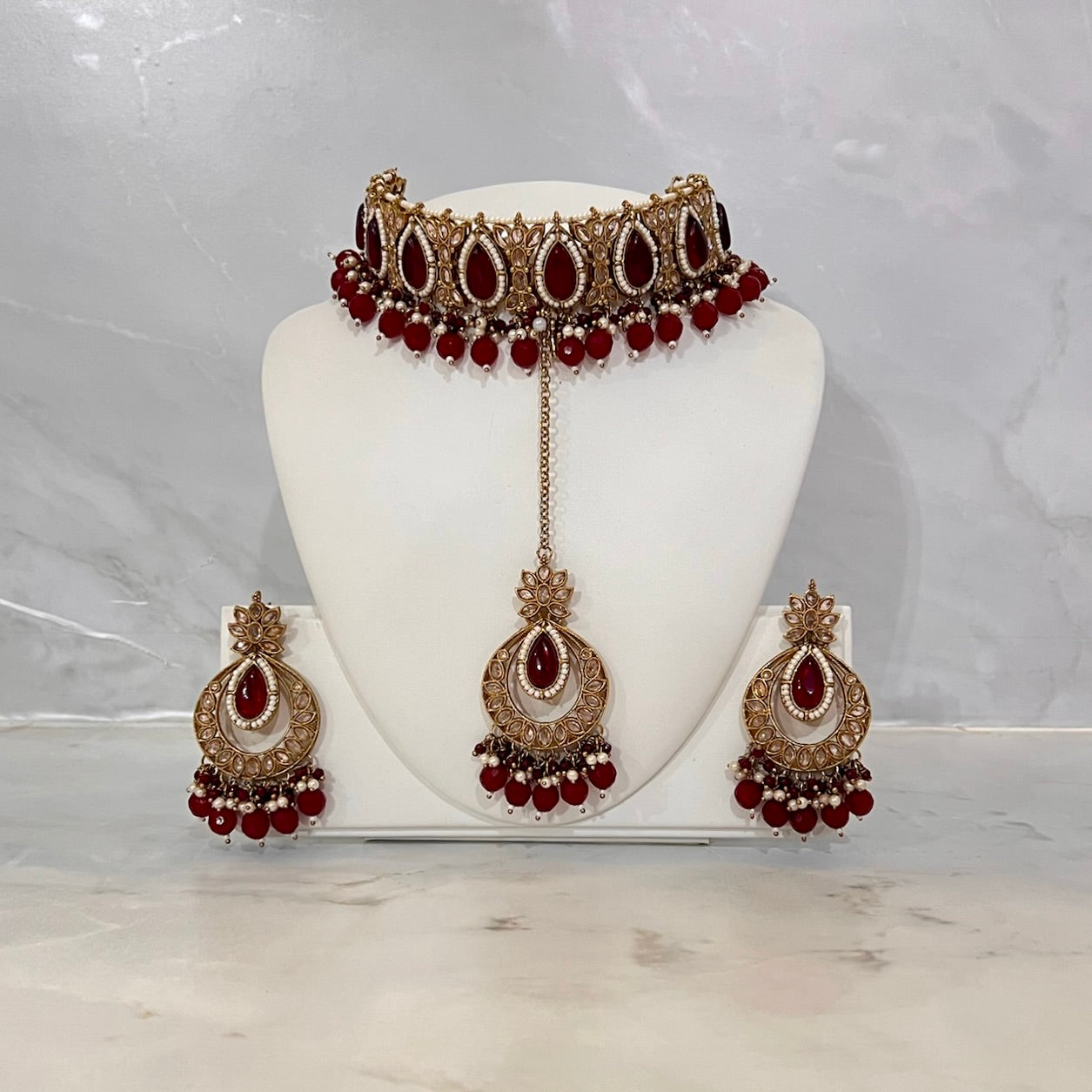 Maroon Choker Set