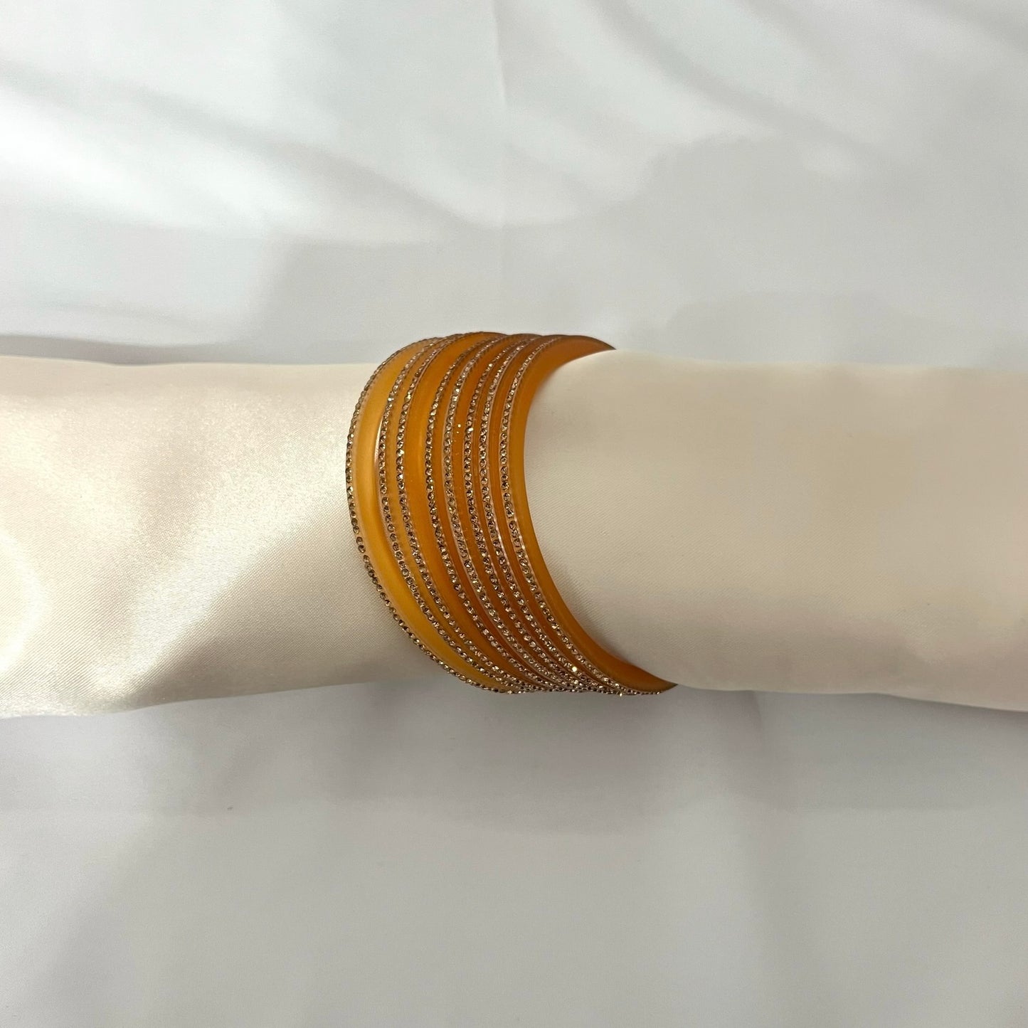 Set of 4 Gold and Gold Stone Choora Bangles