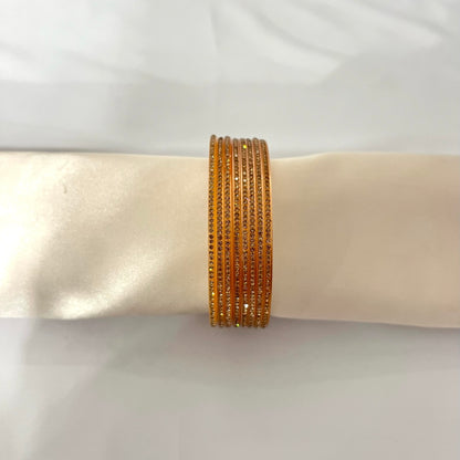 Set of 4 Gold and Gold Stone Choora Bangles