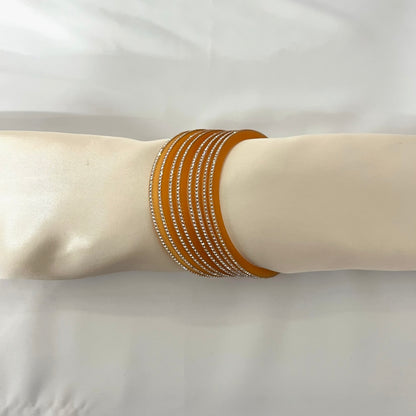 Set of 4 Gold and White Stone Choora Bangles