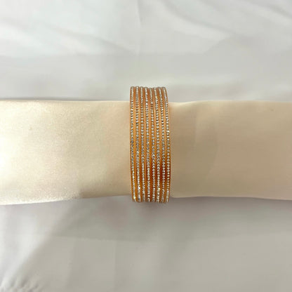Set of 4 Gold and White Stone Choora Bangles