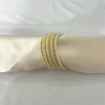 Set of 4 Gold and White Choora Bangles