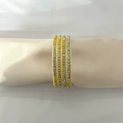 Set of 4 Gold and White Choora Bangles