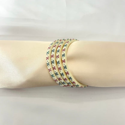 Set of 4 White, Red and Green Choora Bangles