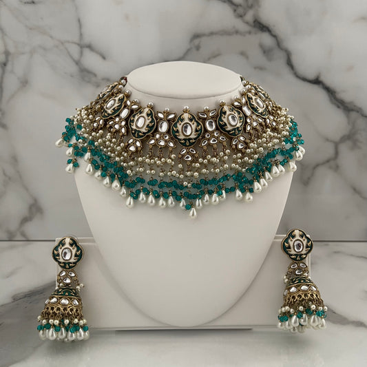 necklace and earring meenakari, kundan set, indian desi jewellery set