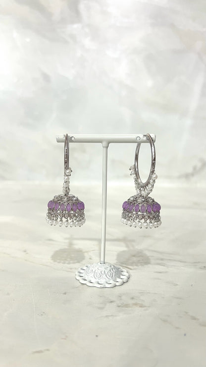 Silver Pearl Hooped Jhumkis