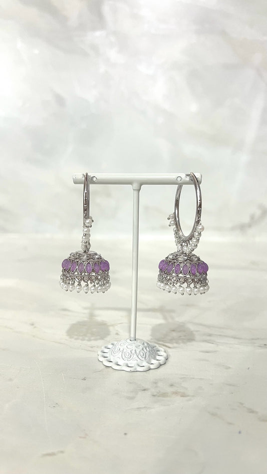 Silver Pearl Hooped Jhumkis