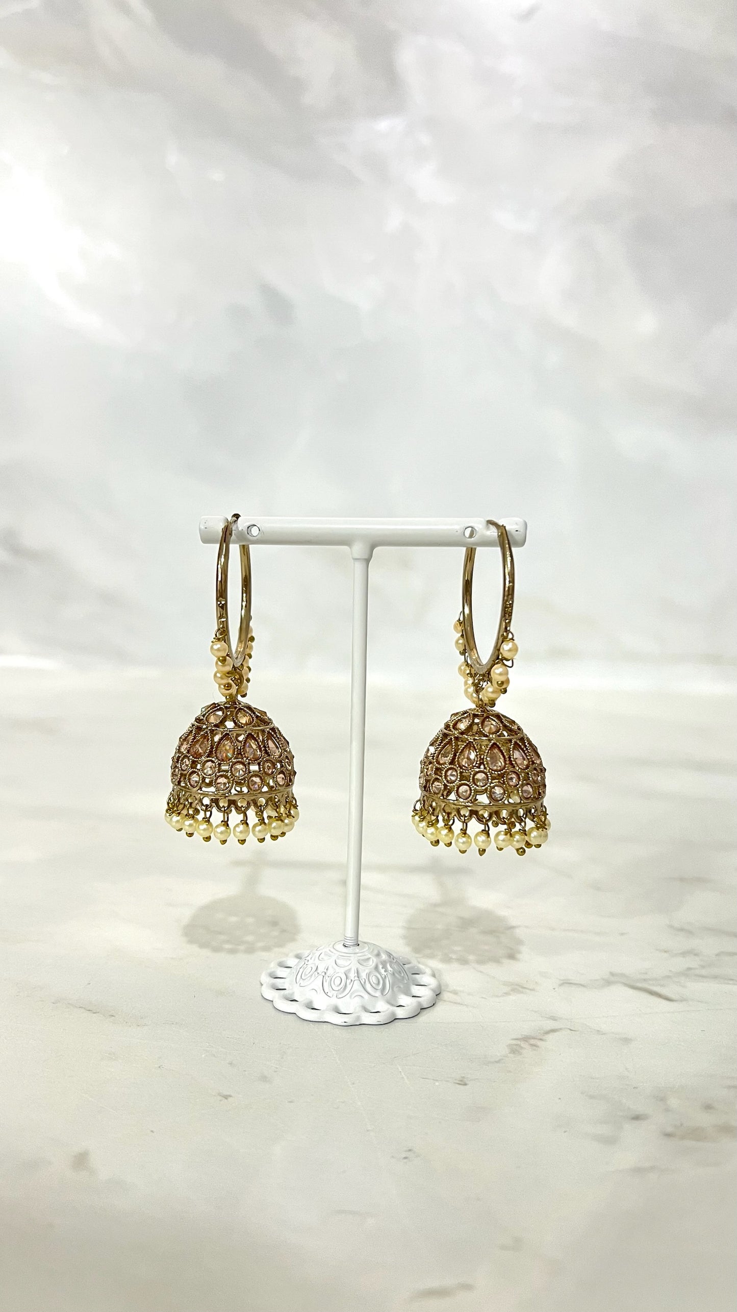 Gold Pearl Hooped Jhumkis