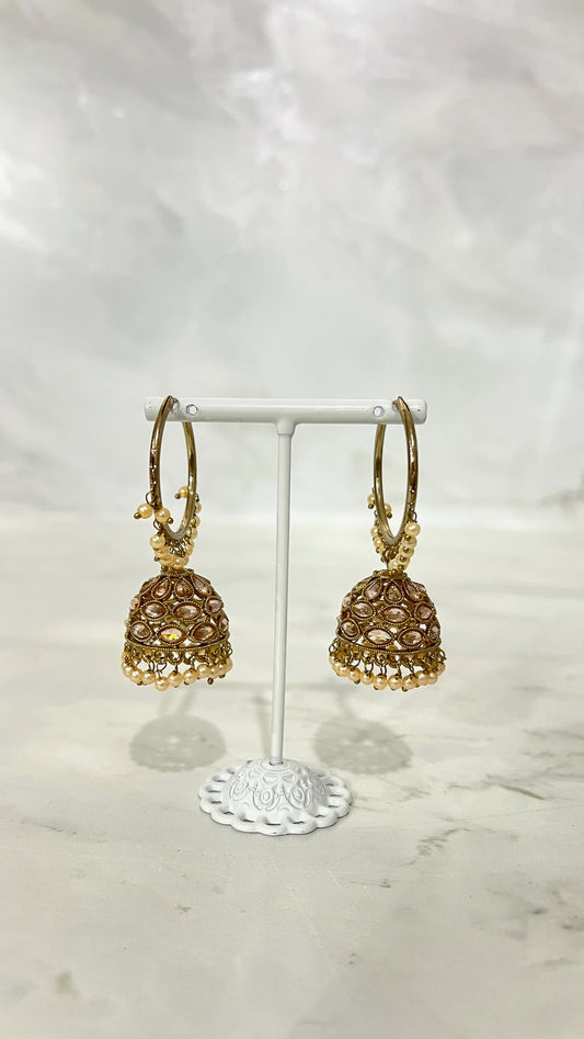 Gold Pearl Hooped Jhumkis