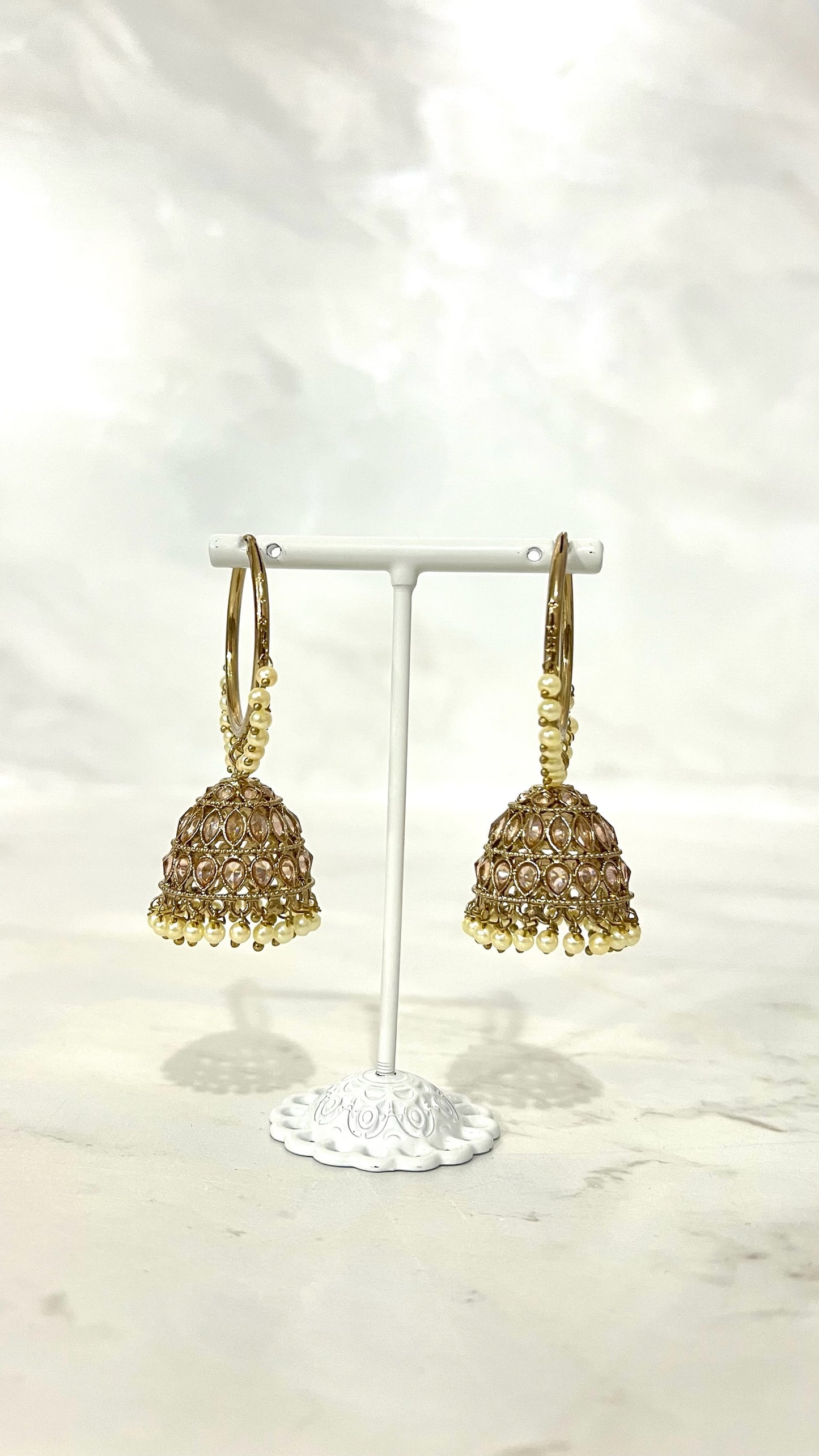Gold Pearl Hooped Jhumkis