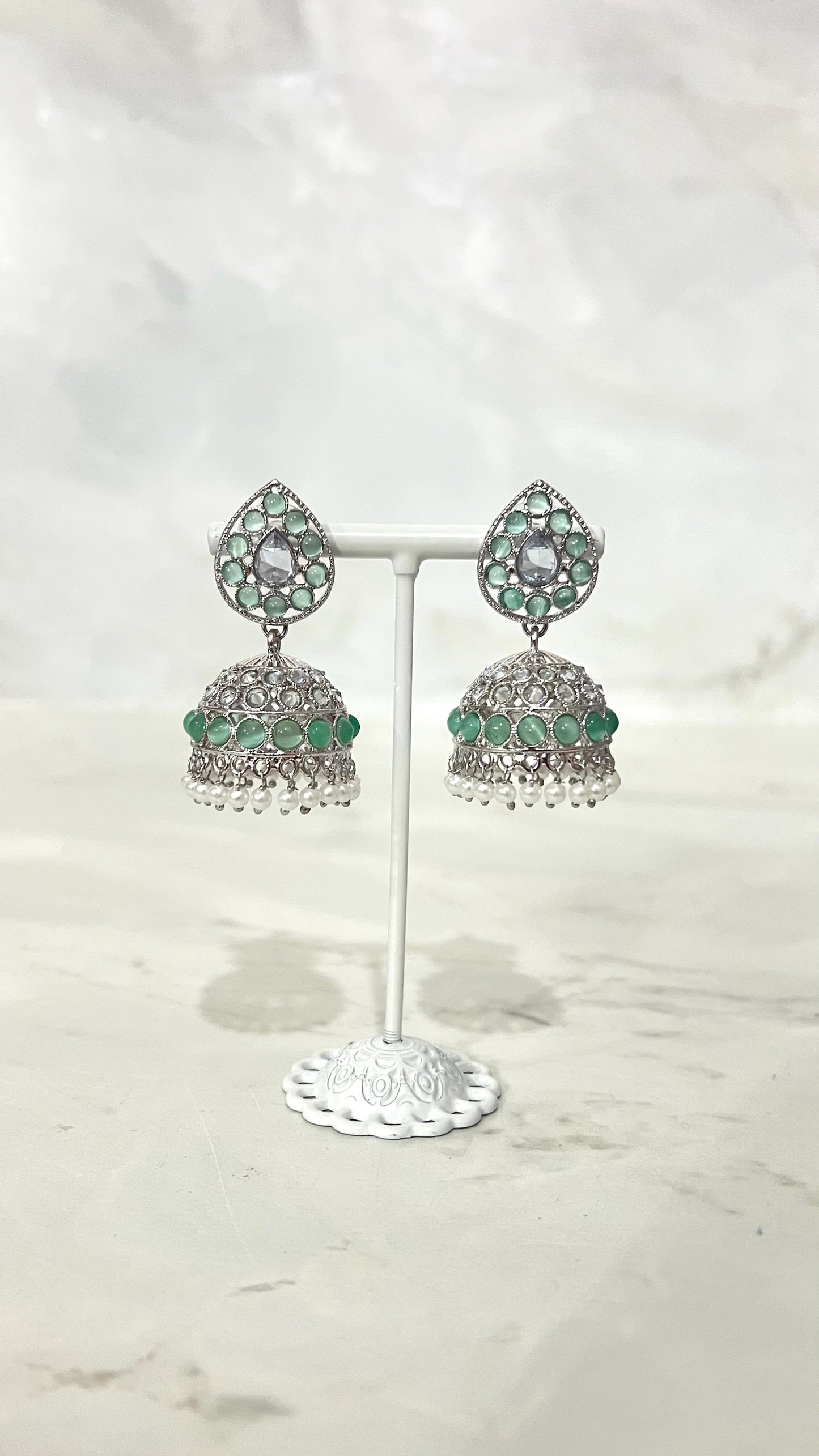 Teardrop Silver Based Jhumkis