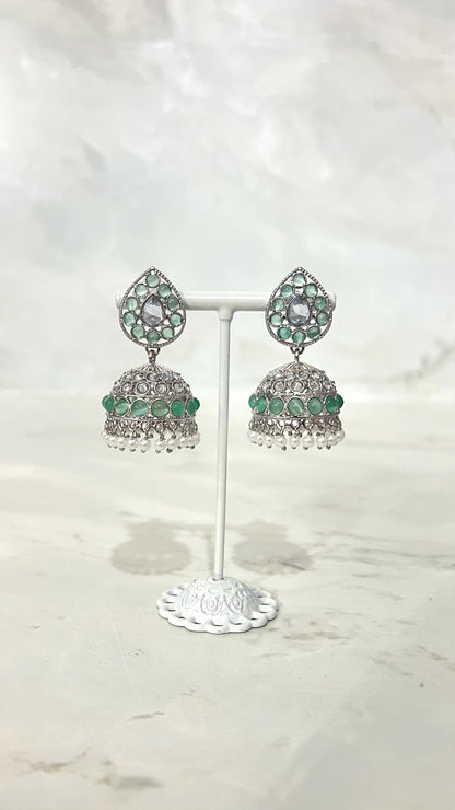 Teardrop Silver Based Jhumkis