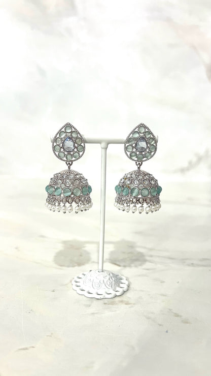 Teardrop Silver Based Jhumkis