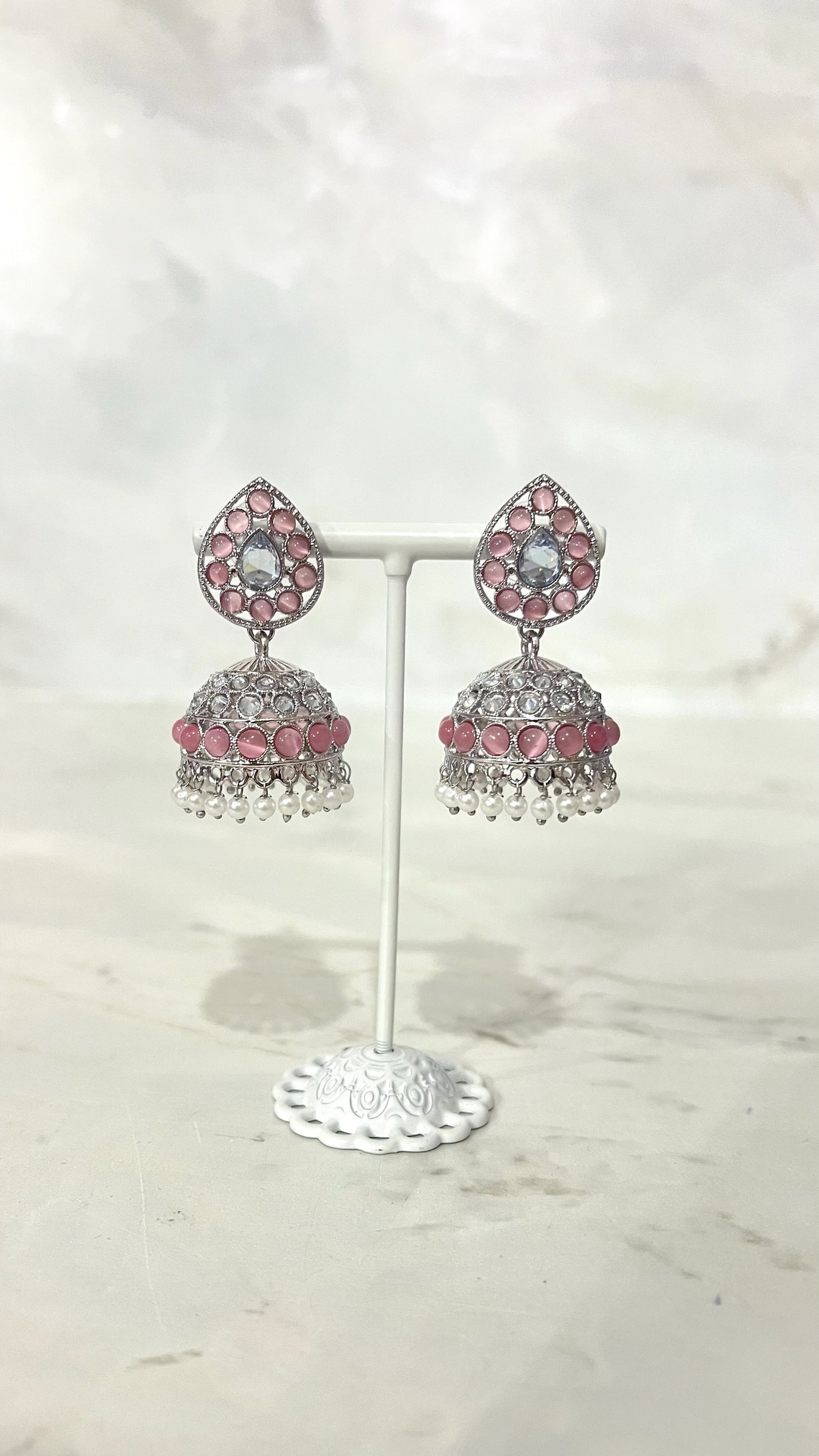 Teardrop Silver Based Jhumkis
