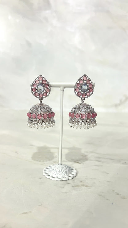 Teardrop Silver Based Jhumkis