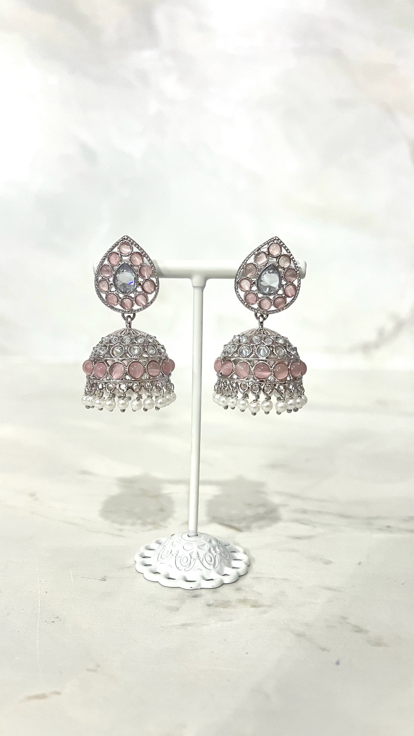 Teardrop Silver Based Jhumkis
