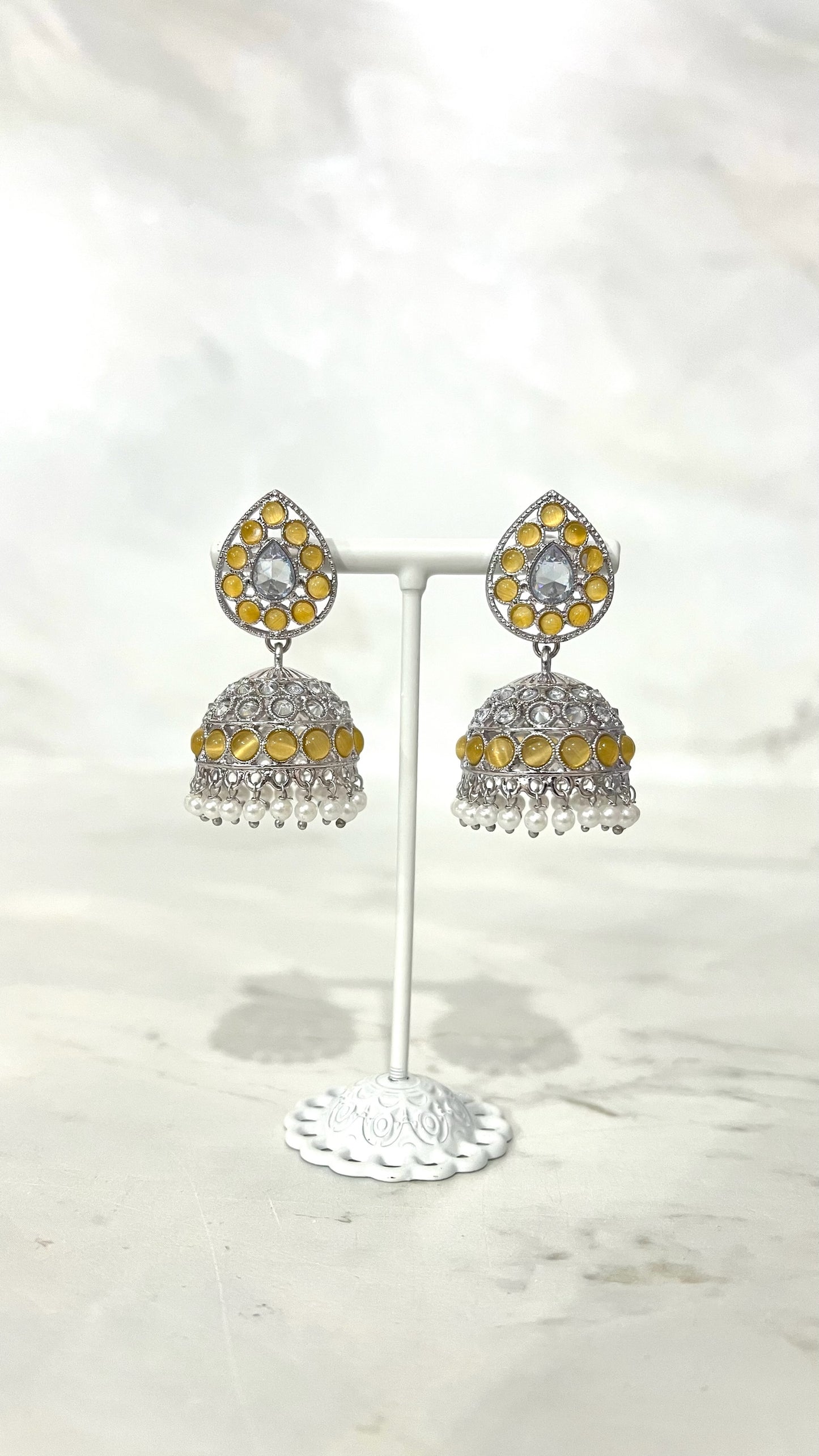 Teardrop Silver Based Jhumkis