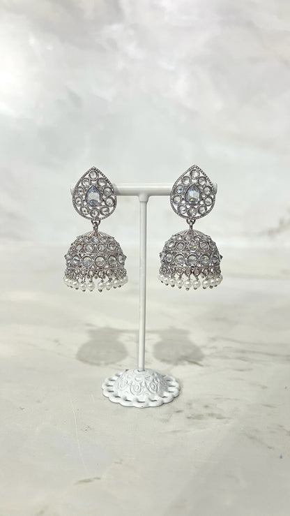 Teardrop Silver Based Jhumkis