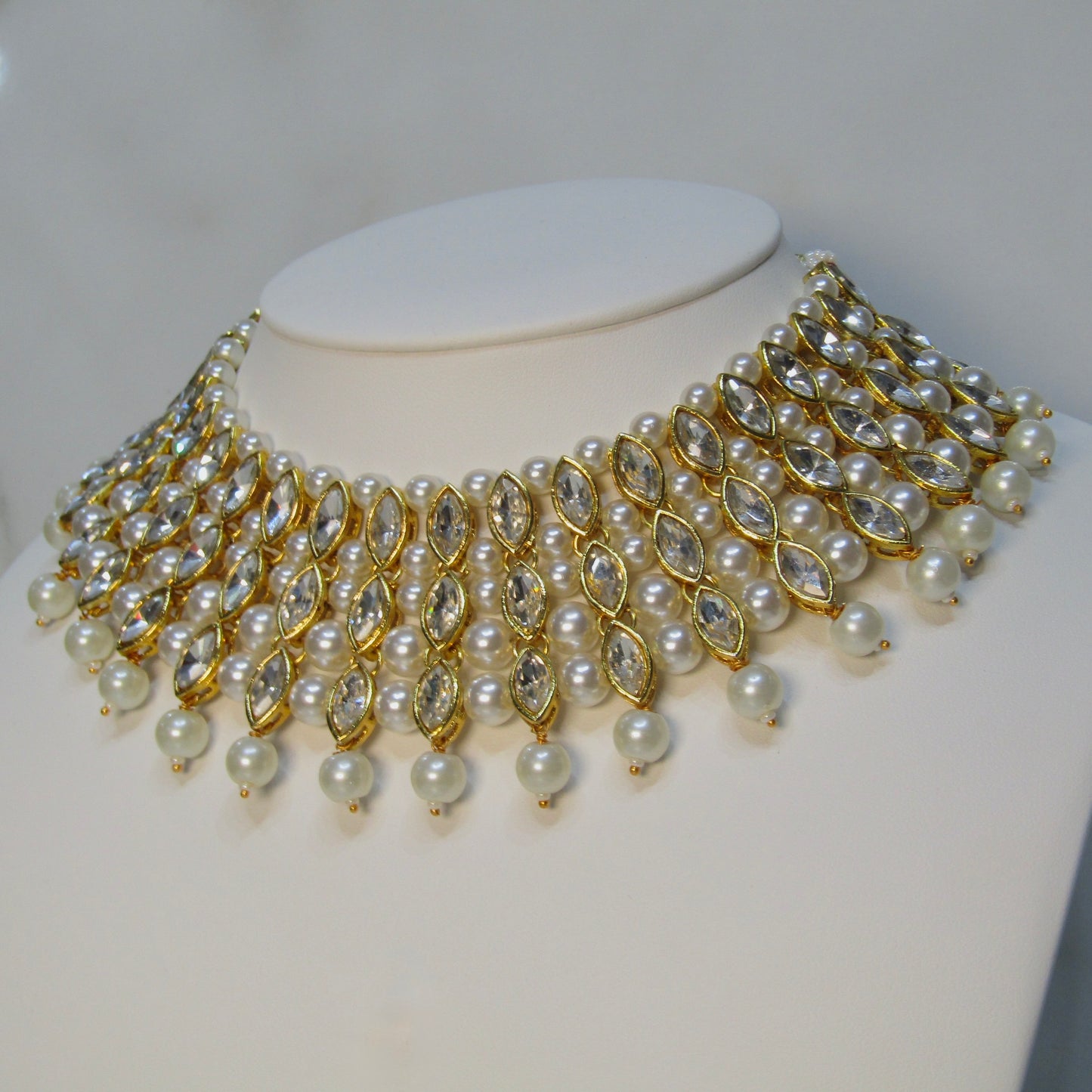Gold and Pearl Necklace Set with Tikka & Earrings