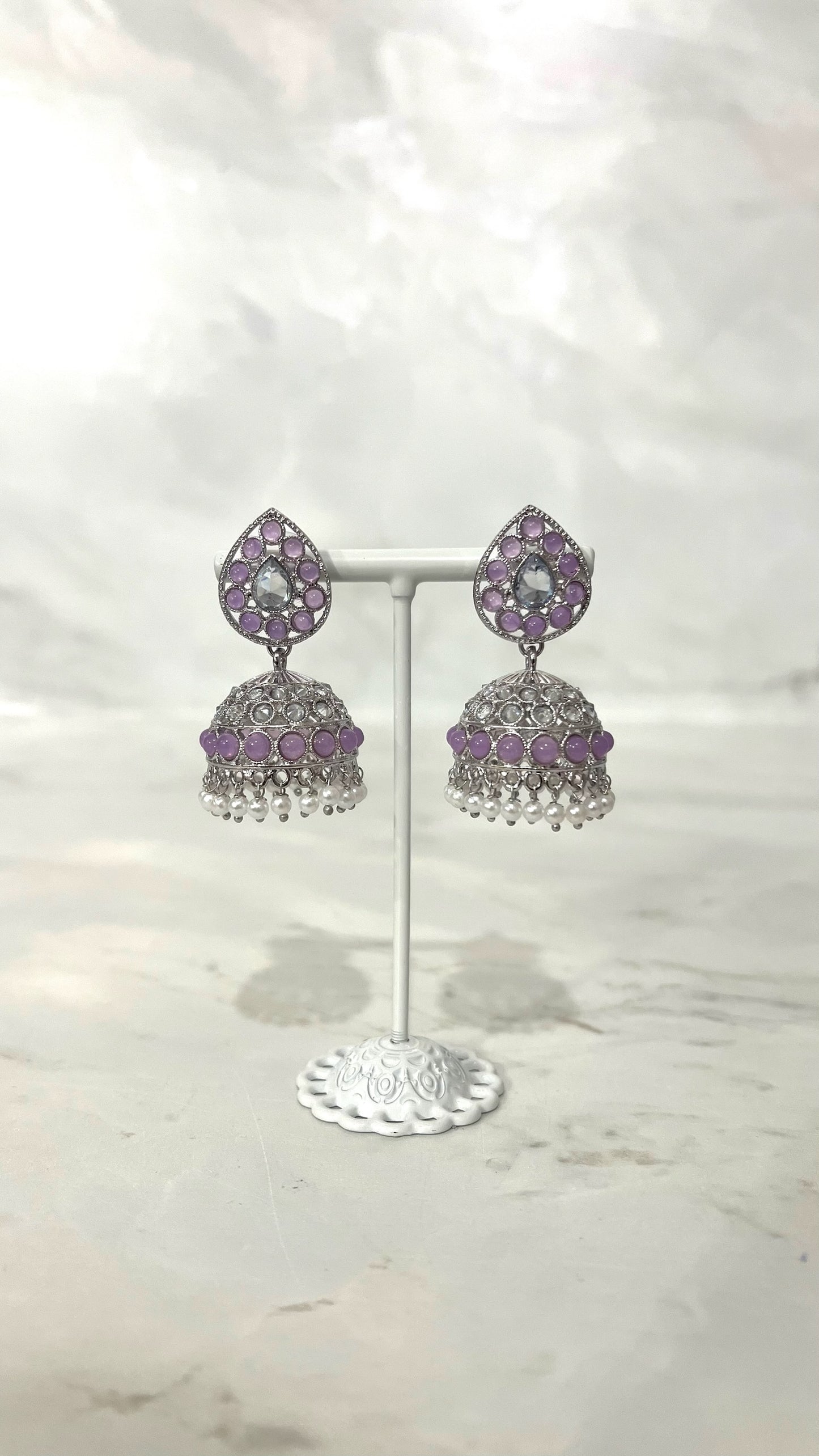 Teardrop Silver Based Jhumkis
