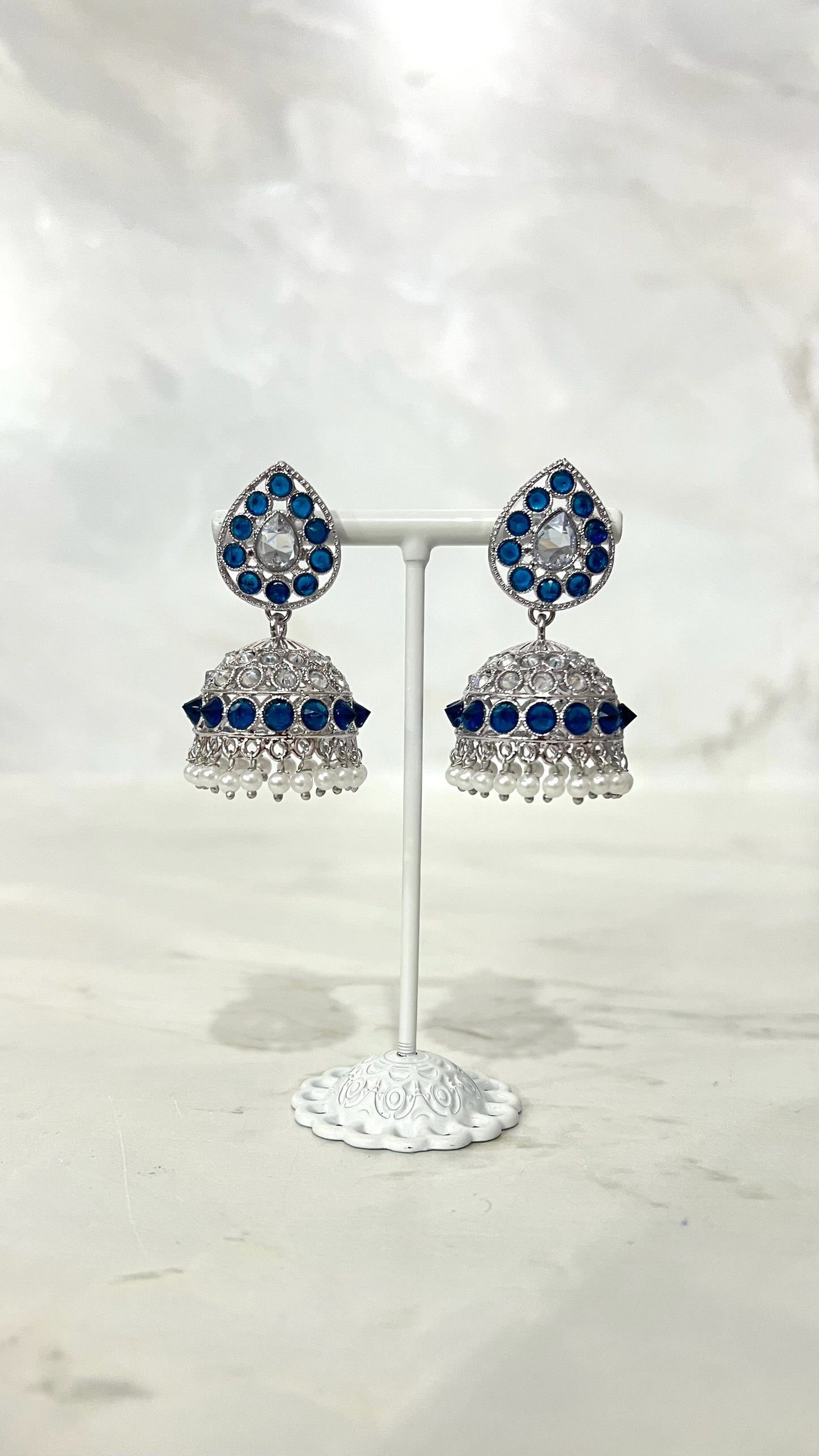 Teardrop Silver Based Jhumkis