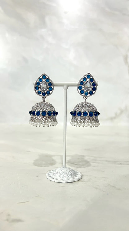 Teardrop Silver Based Jhumkis