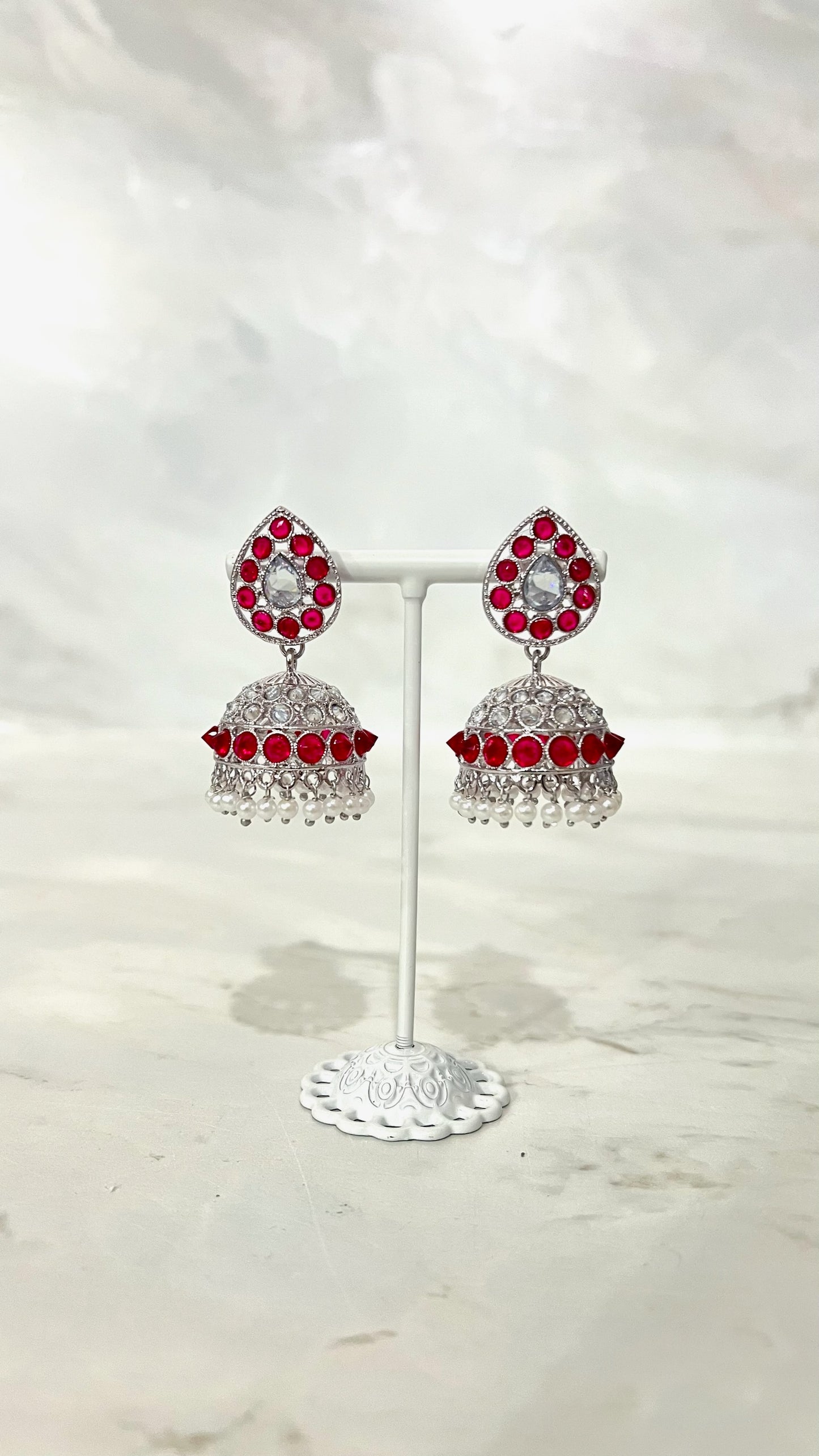 Teardrop Silver Based Jhumkis