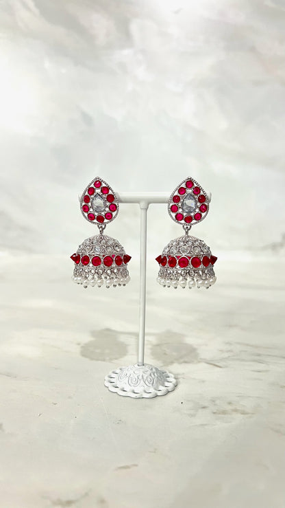 Teardrop Silver Based Jhumkis