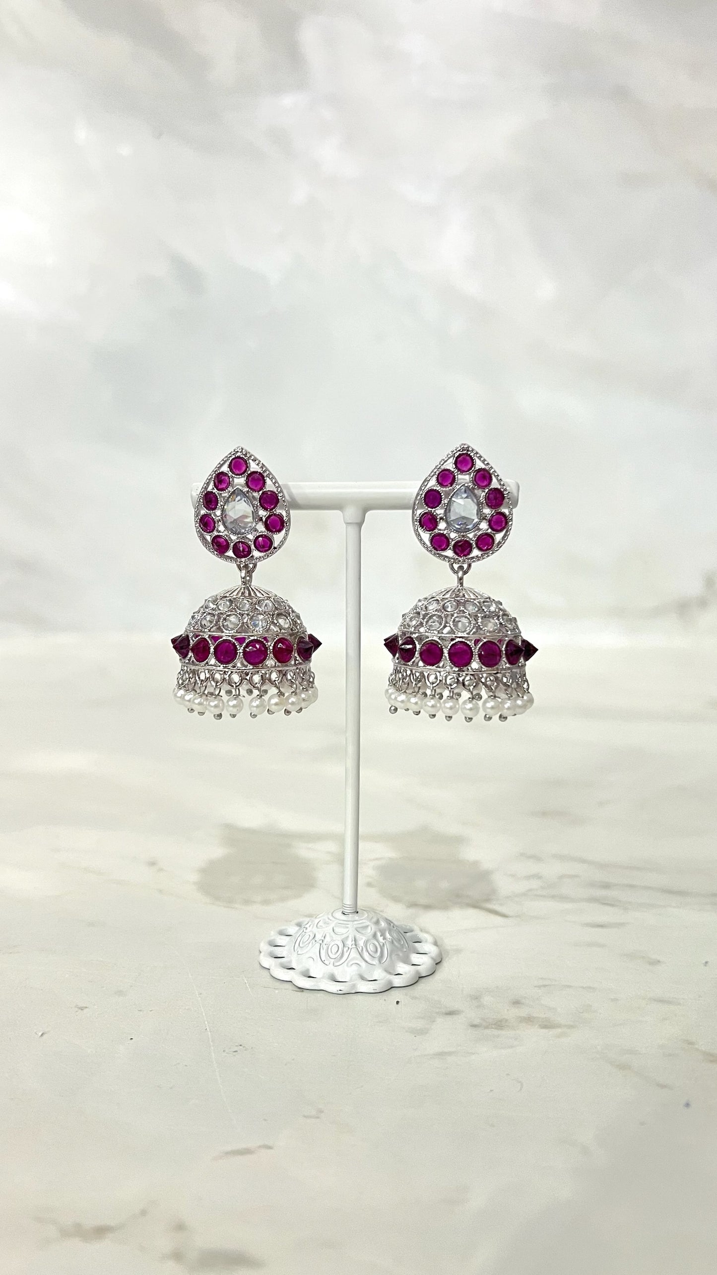 Teardrop Silver Based Jhumkis