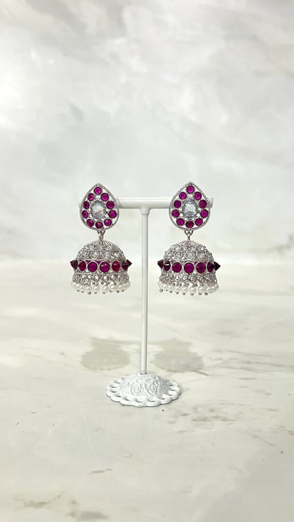 Teardrop Silver Based Jhumkis