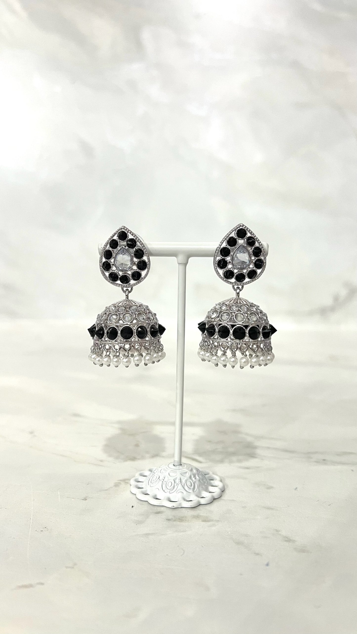 Teardrop Silver Based Jhumkis