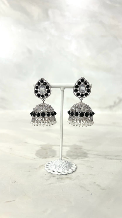 Teardrop Silver Based Jhumkis