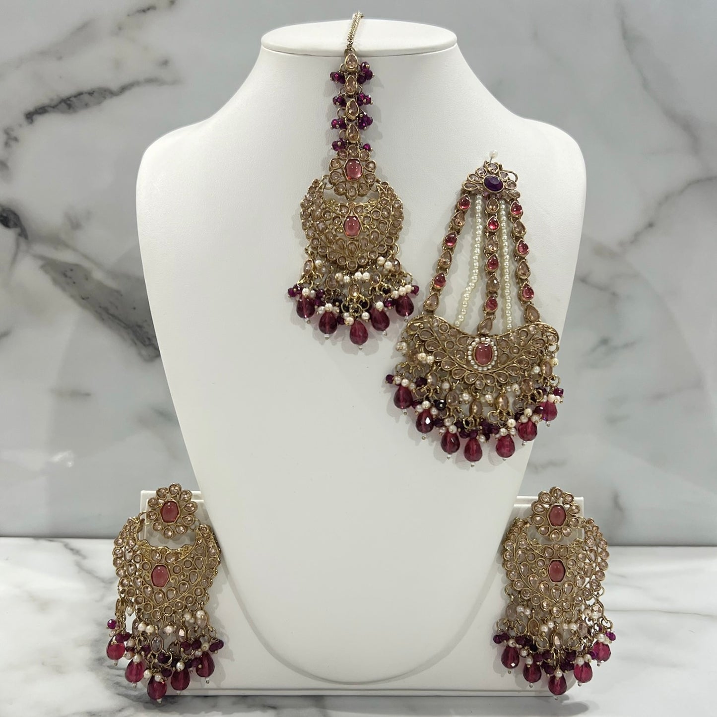 Earrings, Tikka, and Jhumar Set